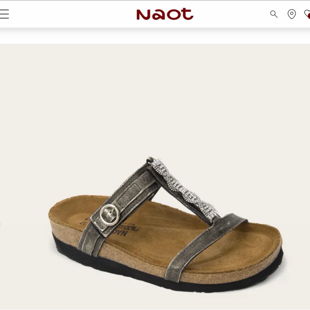 Naot Women's Metallic Pewter Beaded Thong Sandal